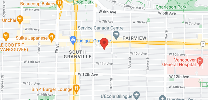 map of 601 1337 W 10TH AVENUE